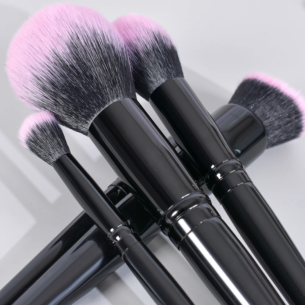 BUEART 18pcs Vegan hair Purple pink Rose makeup brush Set custom logo with private label with box and brush holder package