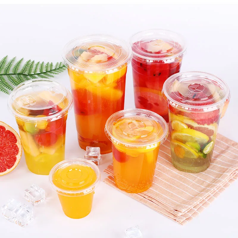 Китайский поставщик, индивидуальная печатная одноразовая пластиковая чашка с крышками для приготовления домашних смузи