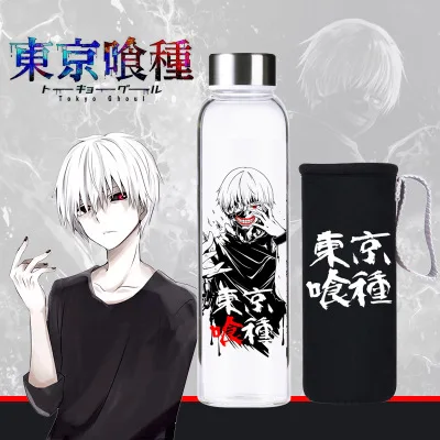 550ml Anime glass water bottles Character printed for fans Comicon gift one piece narutos carafe