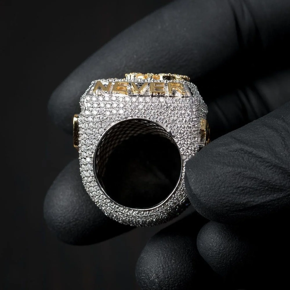 2021 Luxury Hiphop Custom Full Iced Out CZ Diamond Champion Big Men Name Rings Personalized