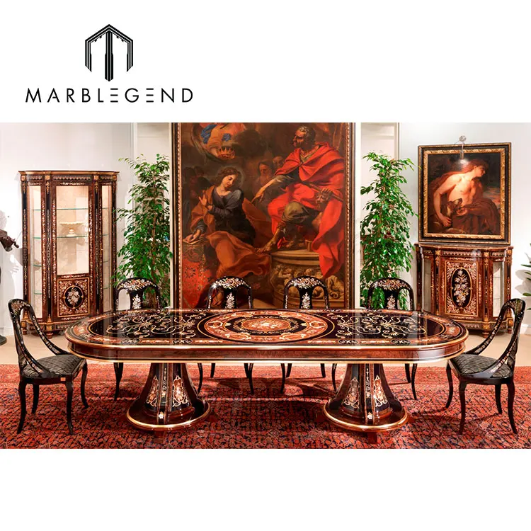 Итальянский стиль Интер дизайн планка обеденный стол в стиле барокко Дворцовый стиль мебель класса люкс прямоугольник обеденные столы и стулья для отдыха