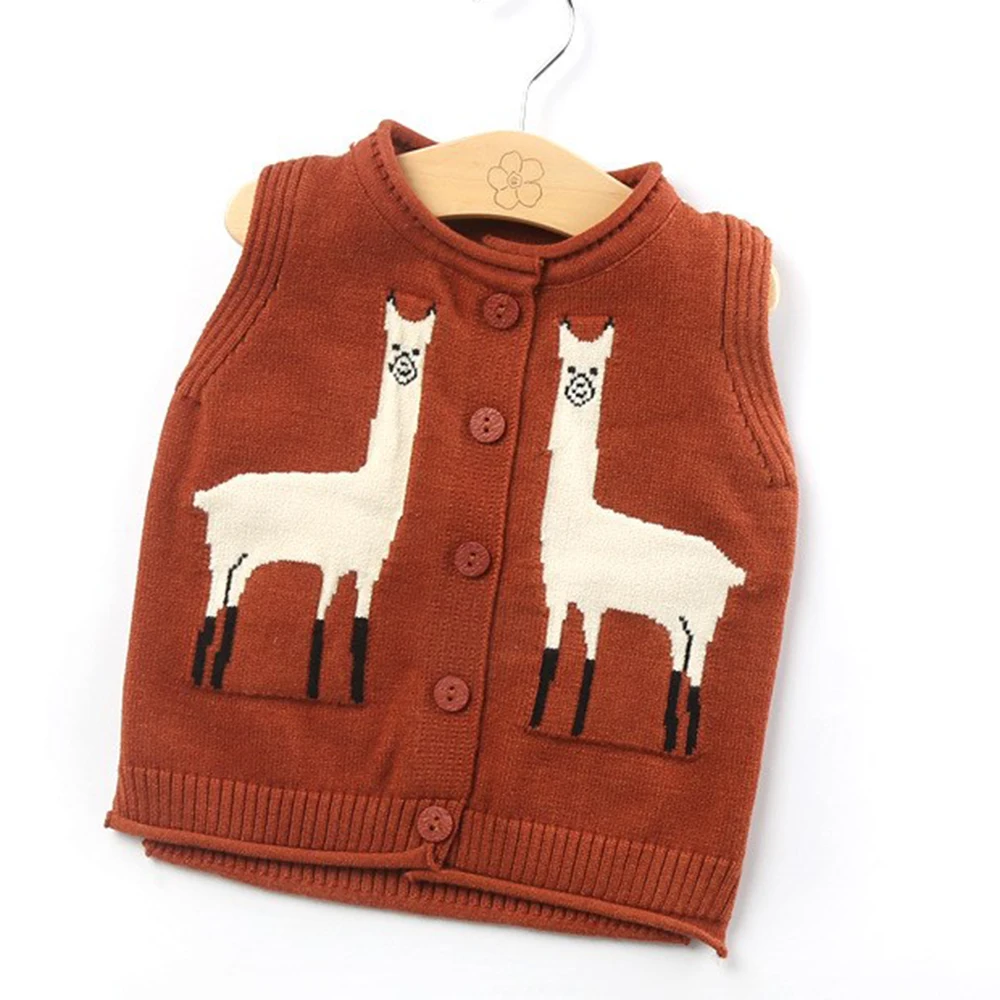 
fashion Cartoon pattern knit baby round neck sweater vest wholesale 