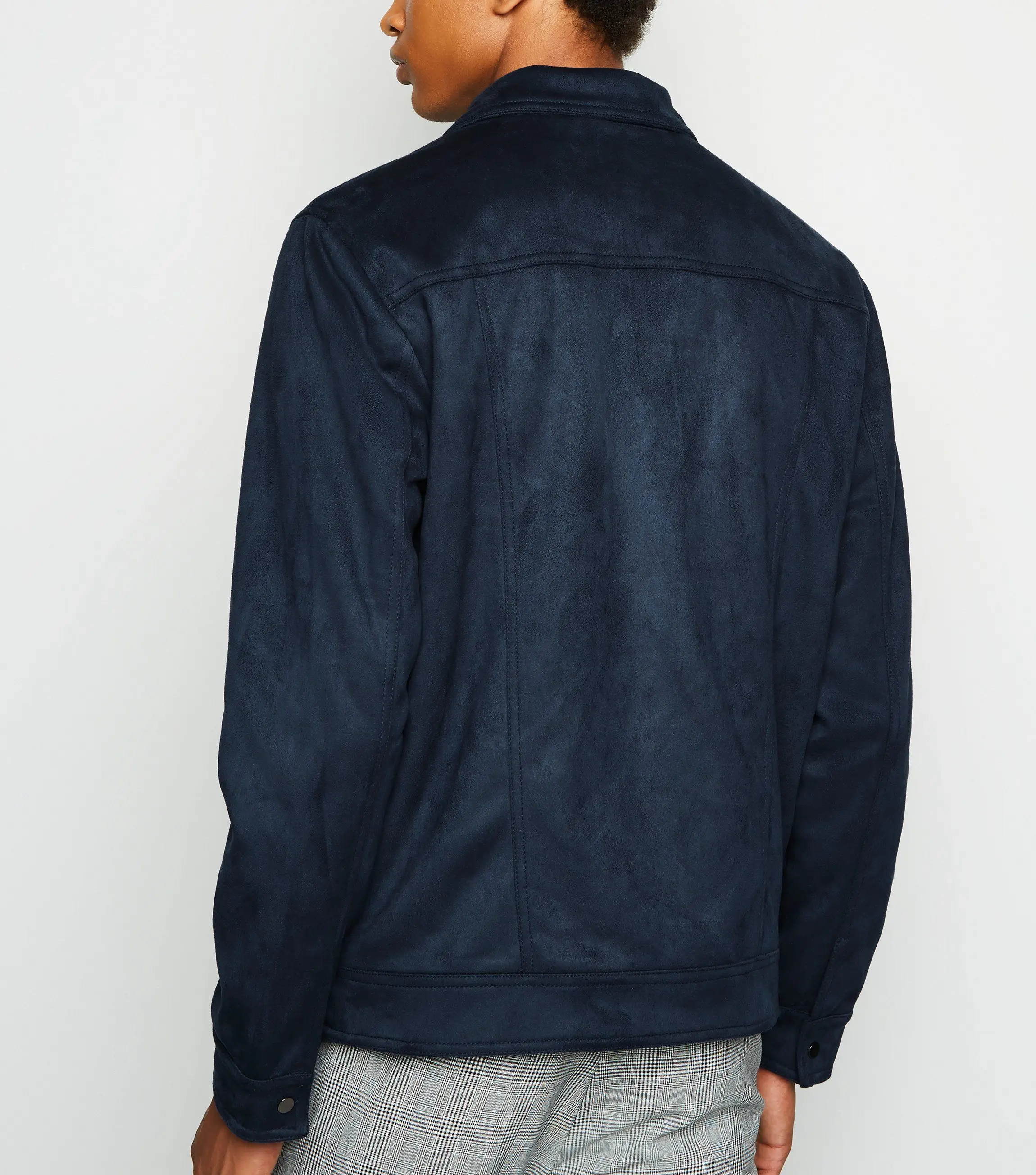 Hot Sale Dongguan Factory Custom Logo Navy Mens Casual Suede Jacket