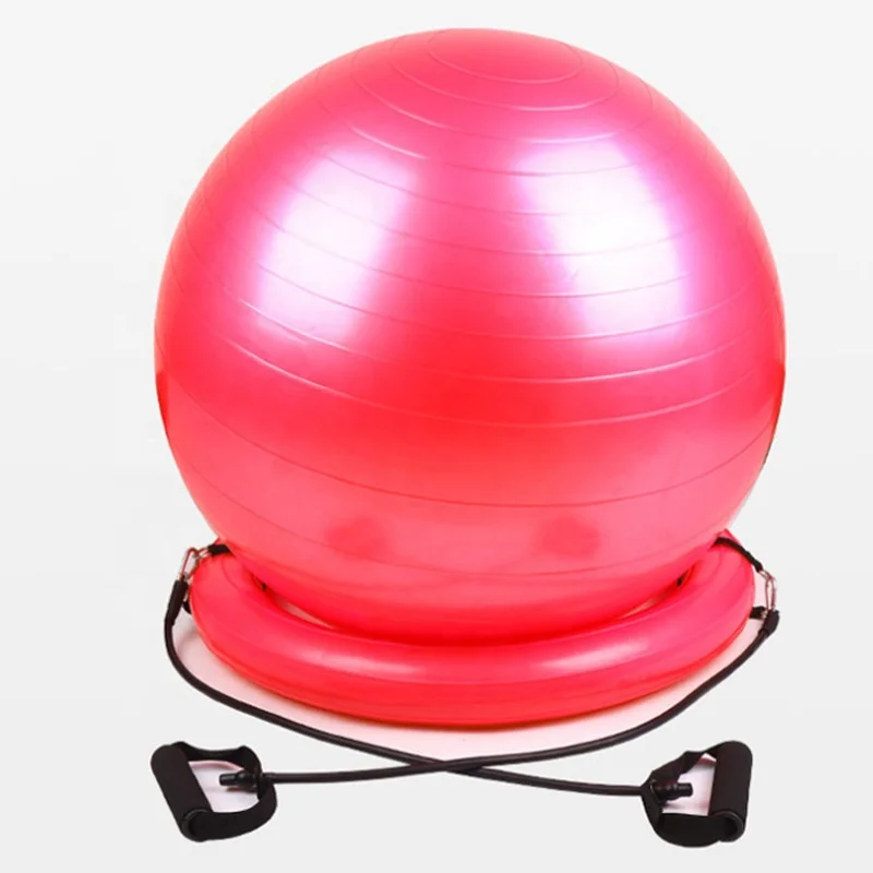 MR 65cm Multicolor Exercise Ball Chair with Resistance Bands, Workout Yoga Ball for Home Gym Office