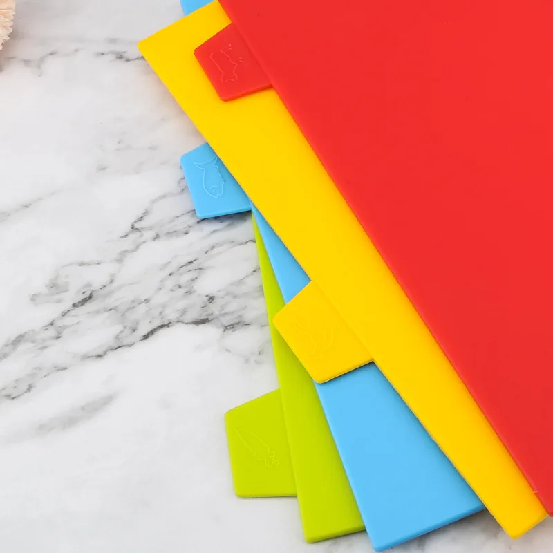 Plastic Chopping cutting board 4pcs set with stand