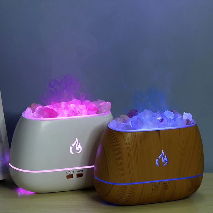 2023 New Trend Released Flame Light Aroma Diffuser Ultrasonic Air Humidifier Mist Maker Cooling Salt Stone USB Fire Humidifier