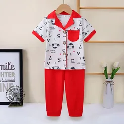 Kids Baby Pajamas Ready To Ship Girls Cartoon Casual Quantity Oem Cotton Clothes Set Short Sleeves Long Pants
