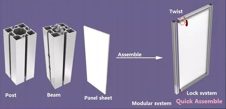 M1000 Square Profile for clean rooms,40*40 4-way aluminum extrusion