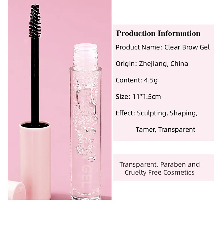 Clear Waterproof Sweat-Proof Cruelty-Free Vegan Eyebrow Fixing Gel Private Label Long Lasting Eyebrow Setting Gel