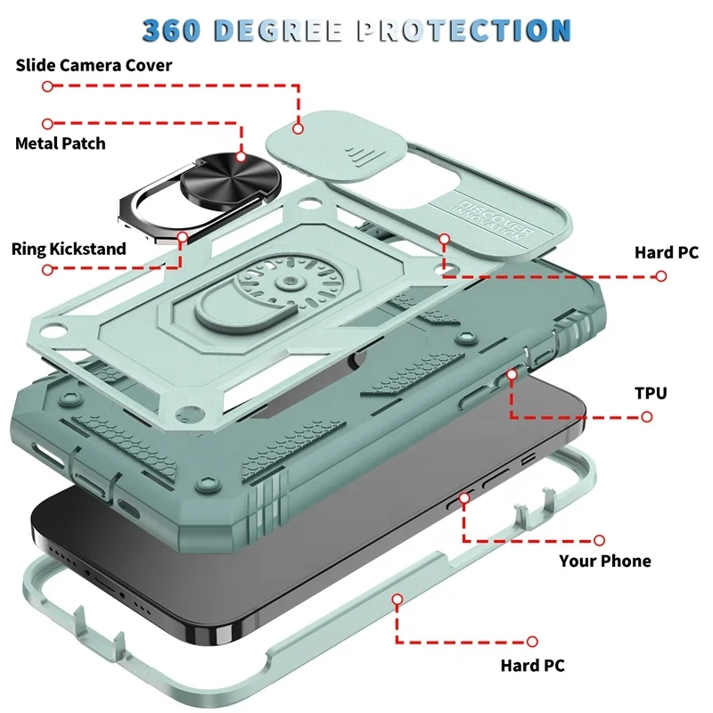 Shockproof Metal Ring holder Armor Rubber mobile phone case for iPhone 12 13 14 Pro Max Samsung  a73 a13 a32 s23 plus 23  Ultra