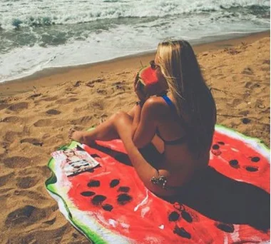 Microfiber Food Fruit Printed 100%Polyester Custom Print Round Beach Towel