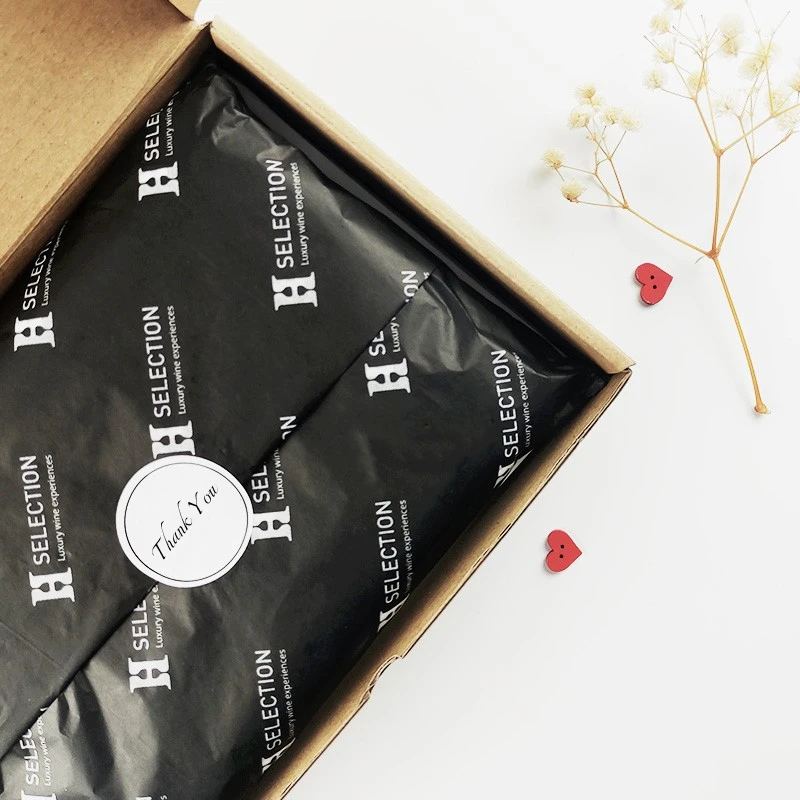 High Quality Custom Logo Tissue Paper For Clothing Gift Box Black Wrapping Paper For Packaging