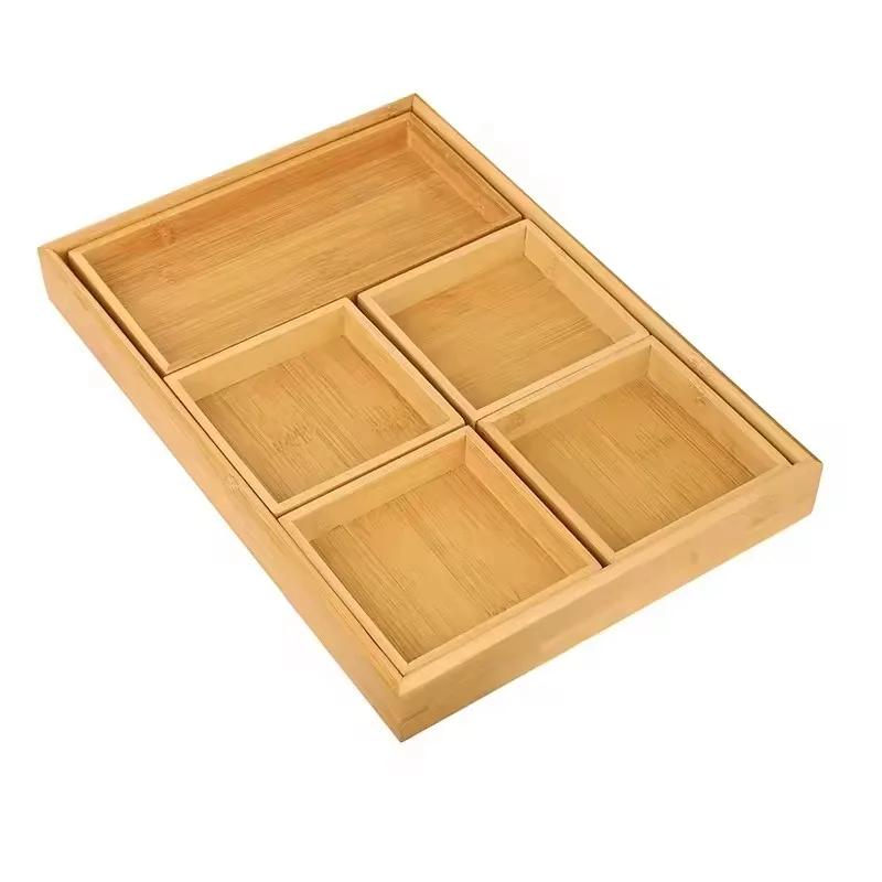 Factory wholesale Modern desktop office supplies pen bamboo desk organizer storage tray, desk drawer organizer trays