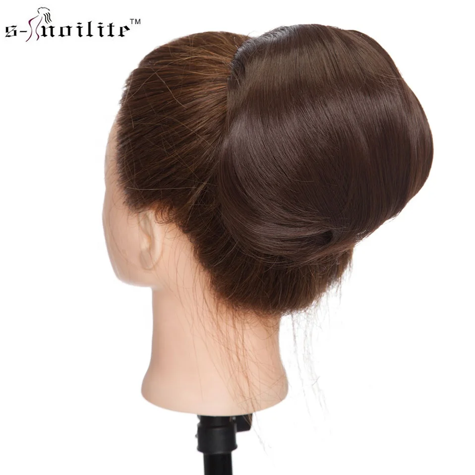 Шиньон Snoilite с зажимом для наращивания волос в стиле Хепберн, прямой шиньон с кулиской, синтетический шиньон с пончиком