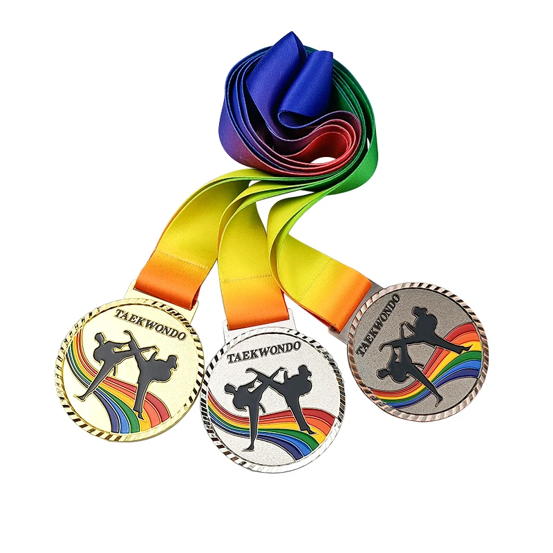 Cheap rophy Customized Metal Crafts Gold/silver/copper Martial Arts Sport Beijing Medal With customized Ribbon