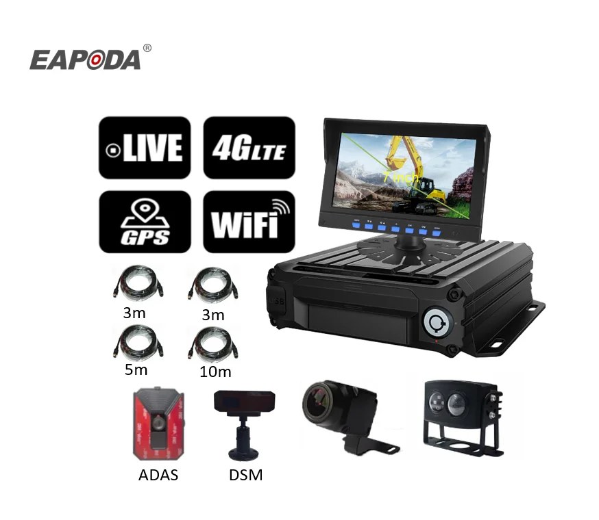 EAPODA 3G 4G Gps Wifi HDD SD Card MDVR Gps Tracking CCTV System Bus Truck Mobile Dvr Camera For Car Vehicle