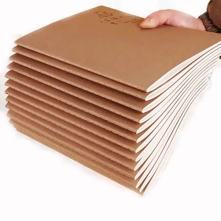 A5 Custom Brown Kraft Cardboard Soft Cover Notebook Sew lined inner page