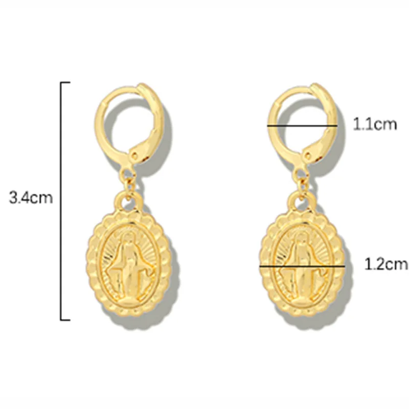 New Trend 925 Sterling Silver 18K Gold Plated Zircon Setting Evil Eye Coin Pendant Charm Drop Hoop Earrings