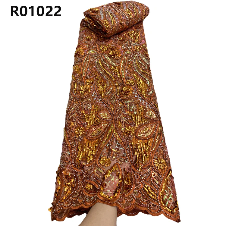 CHOCOO Competitive Price Guipure Sequin Beaded Lace Fabric Custom Sky Blue Color Luxury Embroidery Cord Lace Fabric