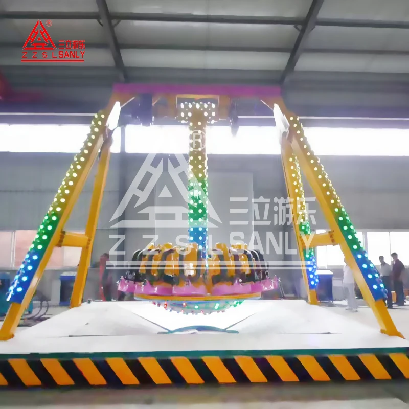 hot Selling Carnival Spinning Swing Ride Amusement Kiddie Rides Rotating  Hammer 12 seats Mini Frisbee Pendulum Ride For Sale