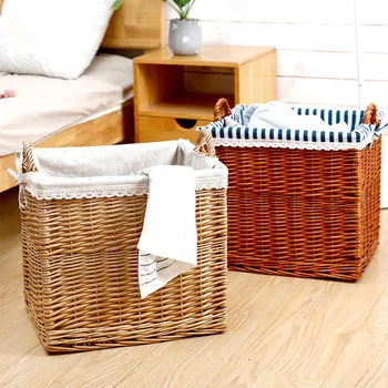 Cheap Wicker Basket Square Natural Rattan for saving space storage usually for laundry