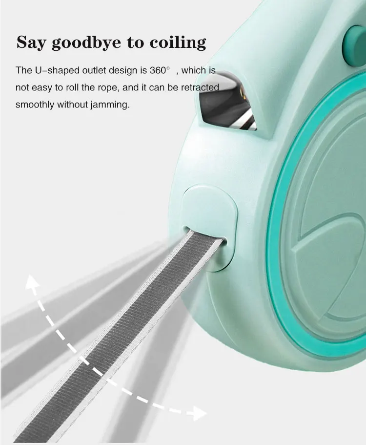 Automatic Retractable Nylon Pet Traction Rope 5m Western Style with Rivet Decoration for Dog Training Walking Running LED Lights