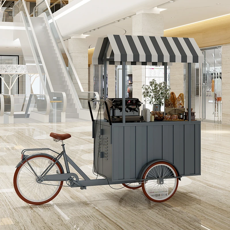 Hot Dog Cocktail Food Hand Push Vending Cart/ Retro Coffee Trolley Bike /street Mobile Coffee Shop