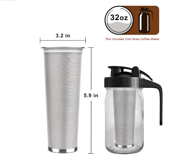 50 80 100 micron cold brew coffee maker stainless steel mesh filter for mason jar