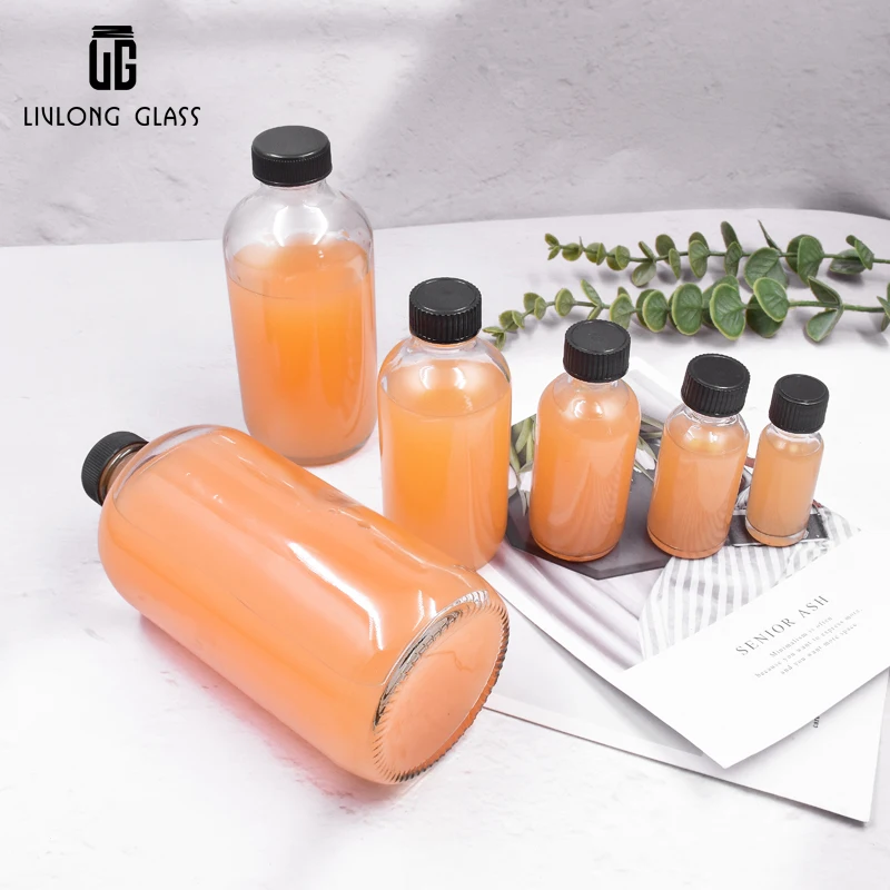 factory direct sales15ml 30ml 60ml 120ml 240ml 480ml clear transparent boston round glass bottles