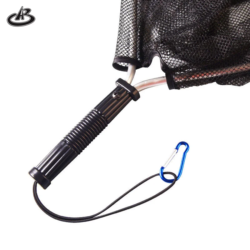Black Knotless Net Stainless Handle Nylon Fishing Landing Net PVC Coating Fly Fishing Landing Net For Rustproof