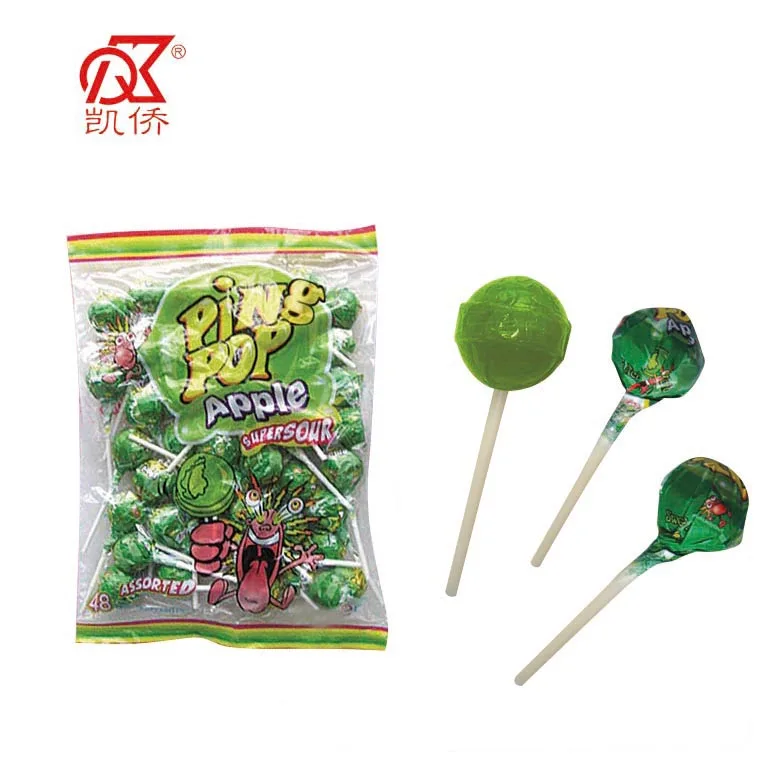 21g Fruity Bubble Gum Sour Lollipops And Candy