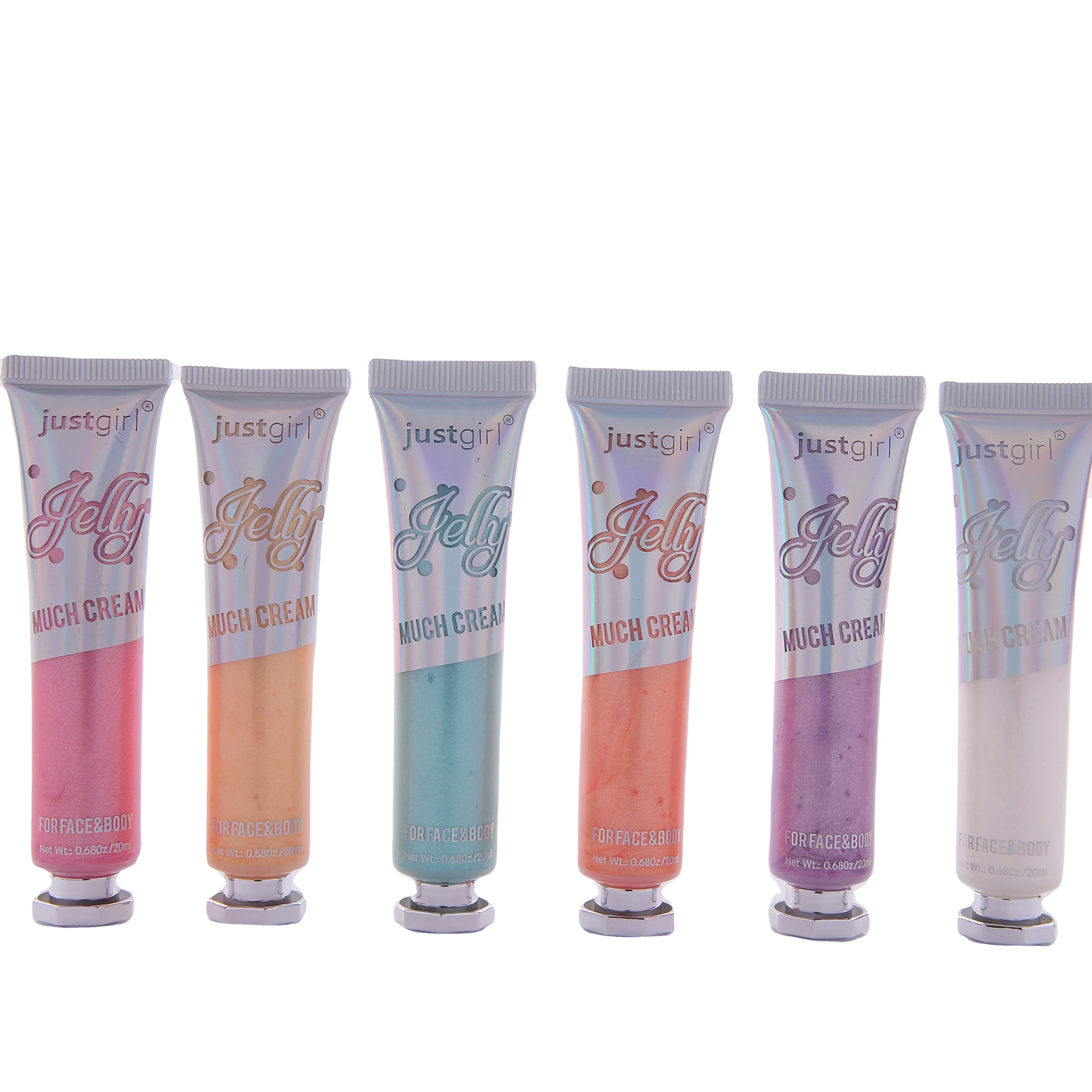 New Holographic Printing Cute Tube Organic Shiny Private Label Sparkling Non Toxic Vegan Girls Jelly Highlighter
