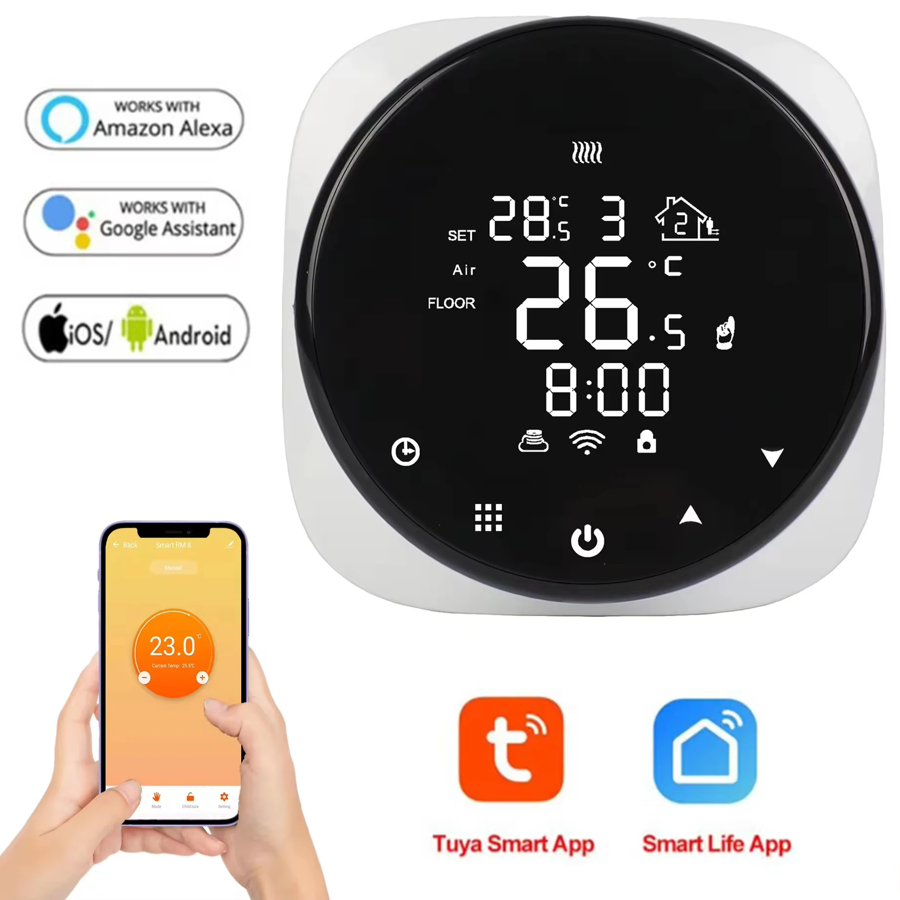 Tuya WIFI Smart Thermostat Functional Electric Smart Floor Heating Thermostats Digital Temperature Controller For House Warming