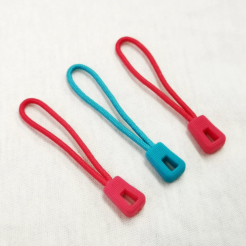 Clothing Plastic Zipper Sliders Silicone Non Lock Handle Tail String Pull Painted
