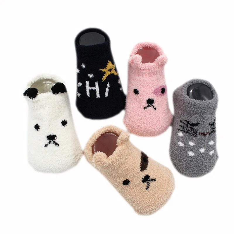 
2020 New Design Non-slip Baby Socks Autumn Winter Coral Fleece Socks Warm Toddler Boy Girls Floor Socks 