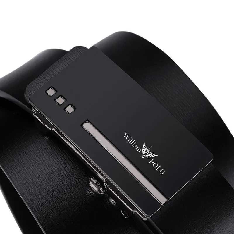 WilliamPolo full-grain leather Brand Belt Men Top Quality Genuine Luxury Leather Belts for Men Strap Male Metal Automatic Buckle