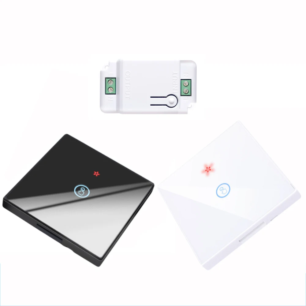 Wireless Touch Wall Switches Sets RF433 1gang  Luxury Glass Panel Remote Control Switch Light Switch