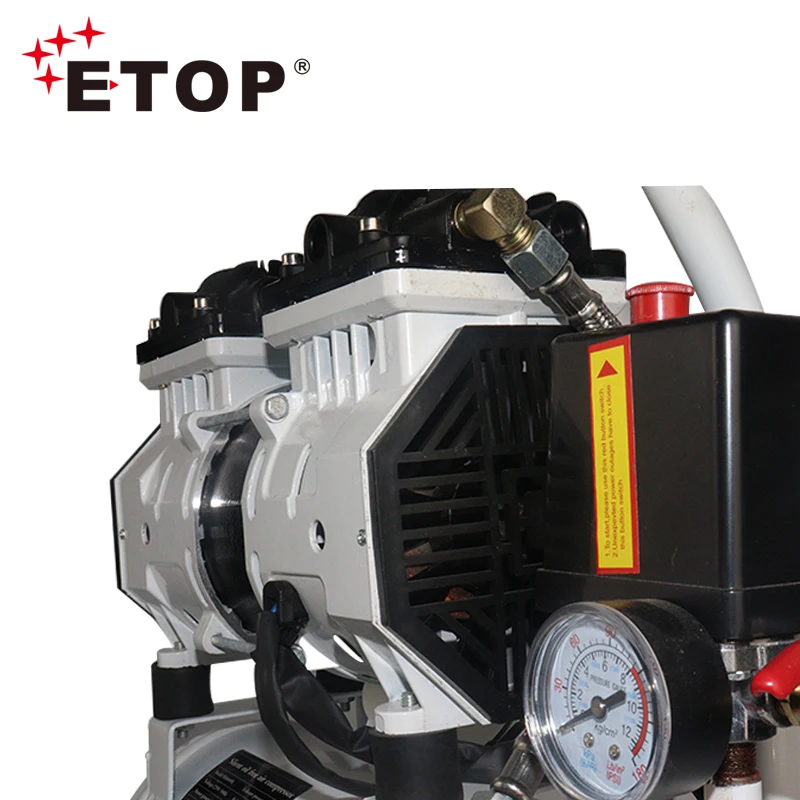ETOP 100% Silent Oil Free 600W 9L Air Compressor machines for Industry and Home cheap price portable air compressor