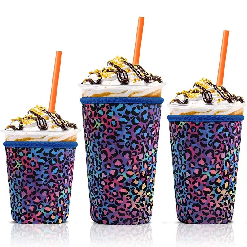 Custom Neoprene Cup Holder Reusable Iced Coffee Sleeves 16-24-32oz Iced Coffee Cold  Insulated Neoprene Cup Sleeve With Logo