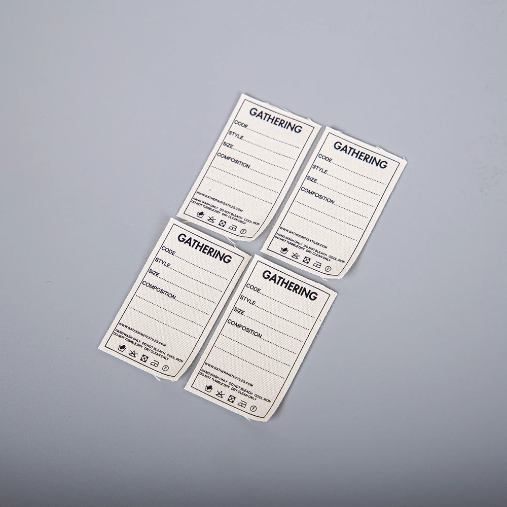 Recycled Shirt Tag cotton Clothing Label Printed Cotton Thread Sew-on Label Woven Fabric Labels