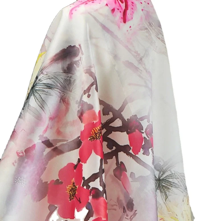 
silk digital print fabric 12mm silk organza satin fabric 