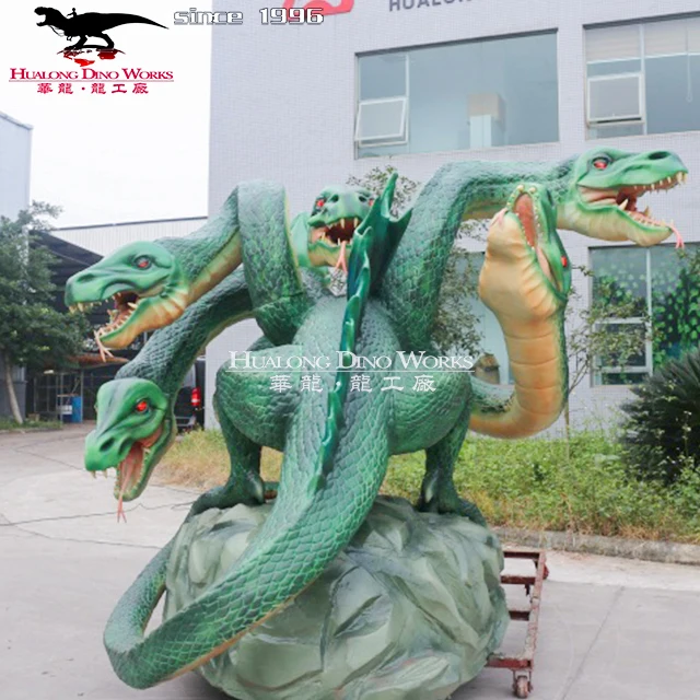 Multihead fairy Tale Dragon Figure Life Size Animatronic Dragon Sculpture