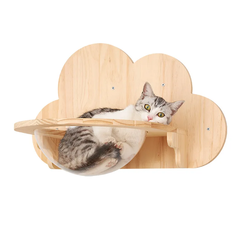 Wholesale High Quality Solid Wood Wall Mounted Cat Scratcher Shelf Cat Hammock Wall Mounted Cat Tree Wall Climbing Frame