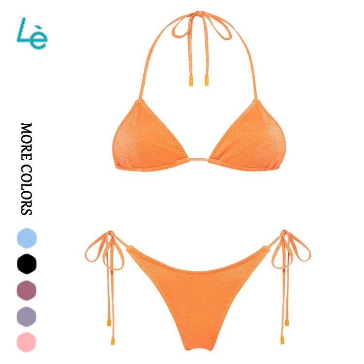 OEM Private Label Mature Swimwear Women Brazilian Mini String Baby blue Swimsuit Quick Dry bikini Two-piece Swimwear