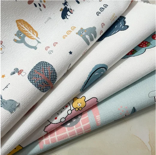 6oz 8oz 10oz 100 poly 100 cotton TC Canvas Digital Printed Canvas Fabric for table cloth shoes bag