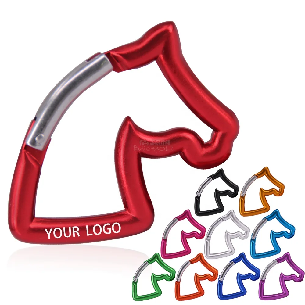 BAICHAOLI horse shaped flat black unicorn  aluminium alloy metal snap clip quick link hanger bag keychain carabiner hooks