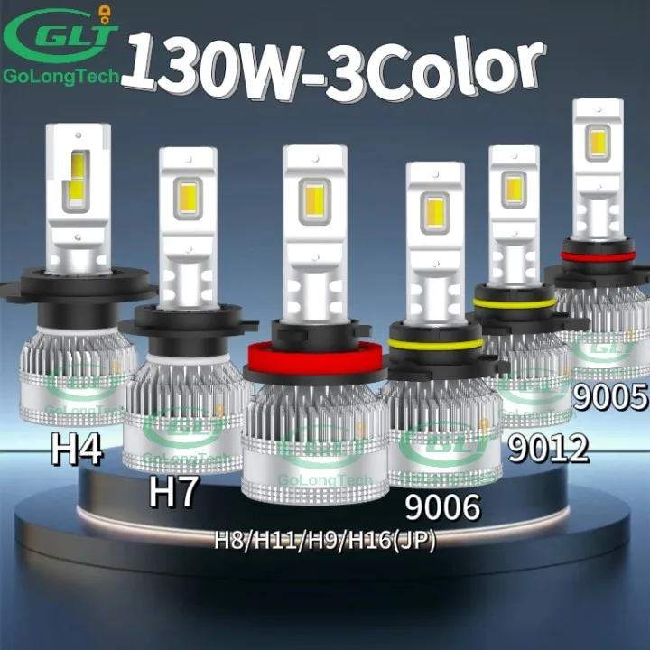 H4 car S130  3 Colors led auto headlight 10000LM led headlight Bulbs 9005 9006 130W/SET  Car led Headlight