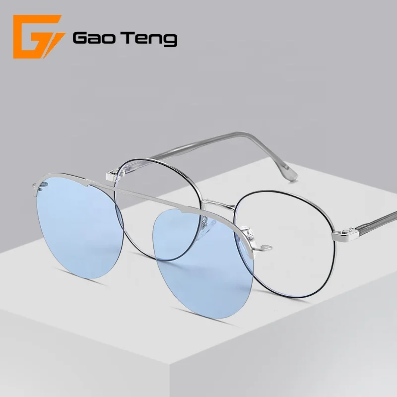 New Ready Goods OEM Logo TAC Wholesale Women Classic Round Sun Vision Shade Glasses Eyewear Polarized Magnet Sunglasses 7007