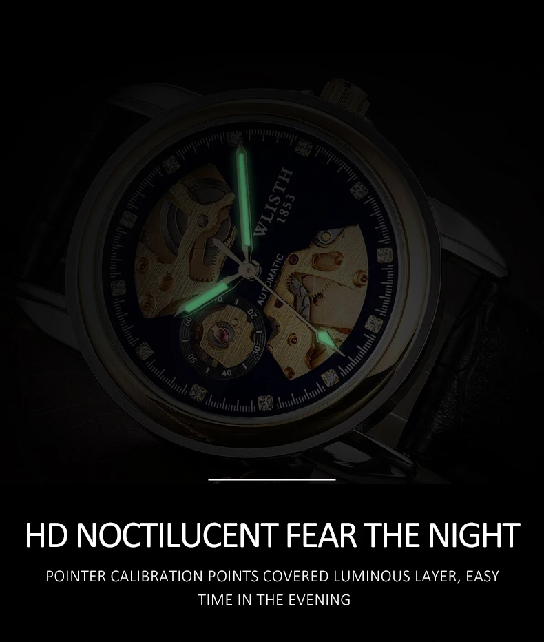 Лидер продаж 2022 мужские водонепроницаемые часы WLISH с автоматическими механическими