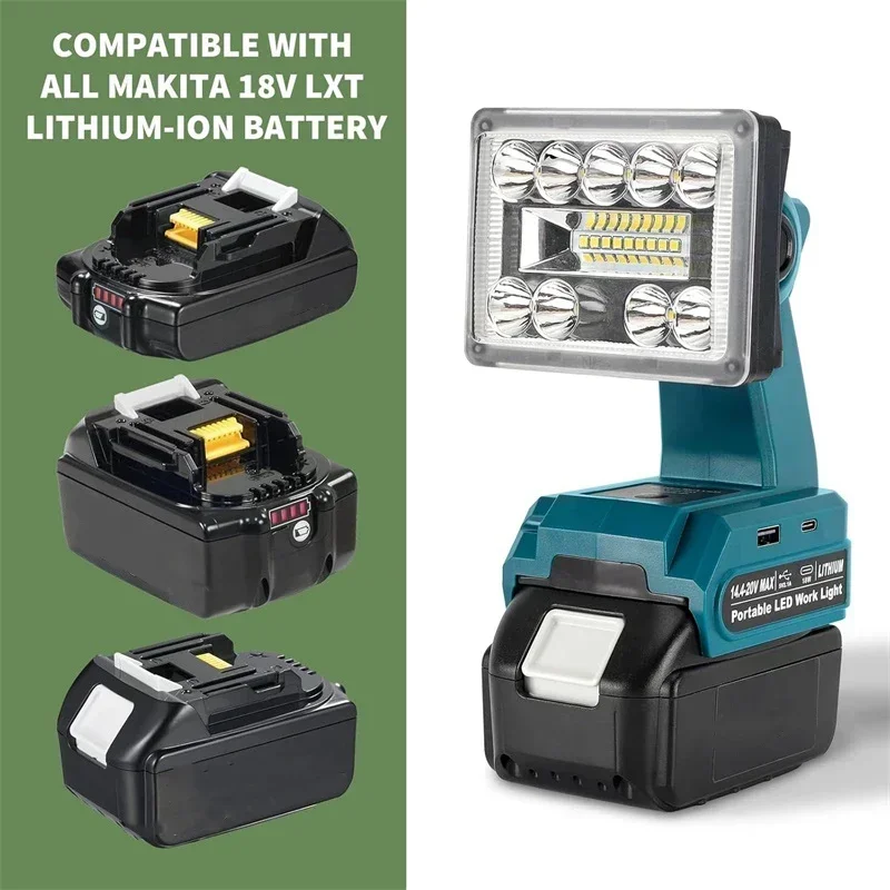 9W Portable flashlight LED working light for Makita/DEWALT/MIL WAKEE/BOSCH/BL ACK & DECKER 18V battery camping light